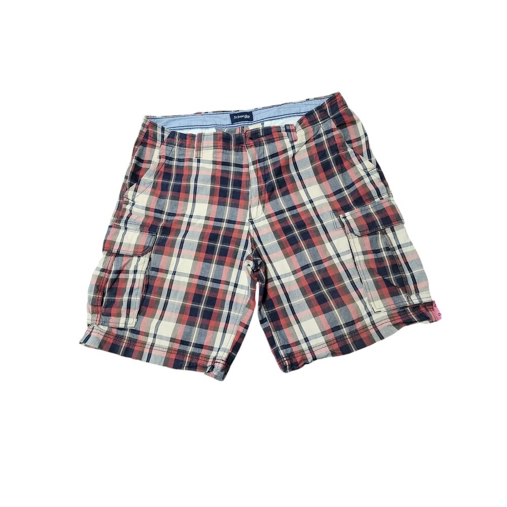 Polo Ralph Lauren Plaid Cargo Shorts Mens Multi Pocket Cotton Flat Front Size 40